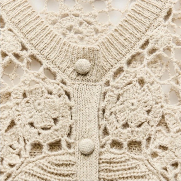 Zara Combination Crochet Knit Jacket - Picture 4 of 4